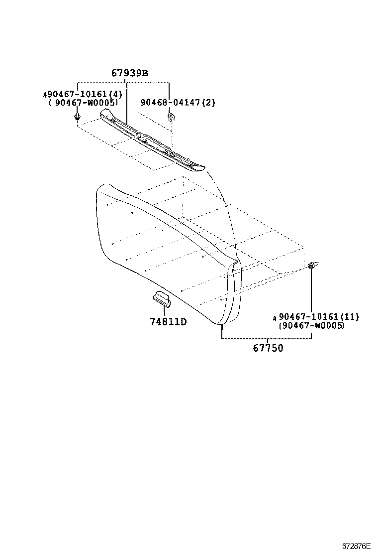 64818-02020 SPACER, BACK DOOR GLASS, NO.1 product image
