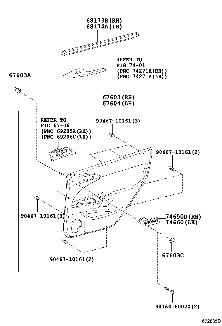 67487-21030 SEAL, REAR DOOR REAR GUIDE, RH product image