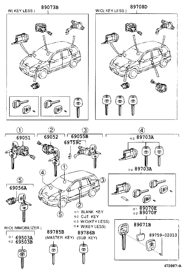 89073-02130 CYLINDER SET, LOCK W/TRANSMITTER HOUSING(LESS MODULE) product image