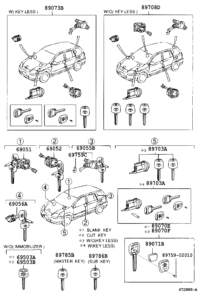 89073-02130 CYLINDER SET, LOCK W/TRANSMITTER HOUSING(LESS MODULE) product image