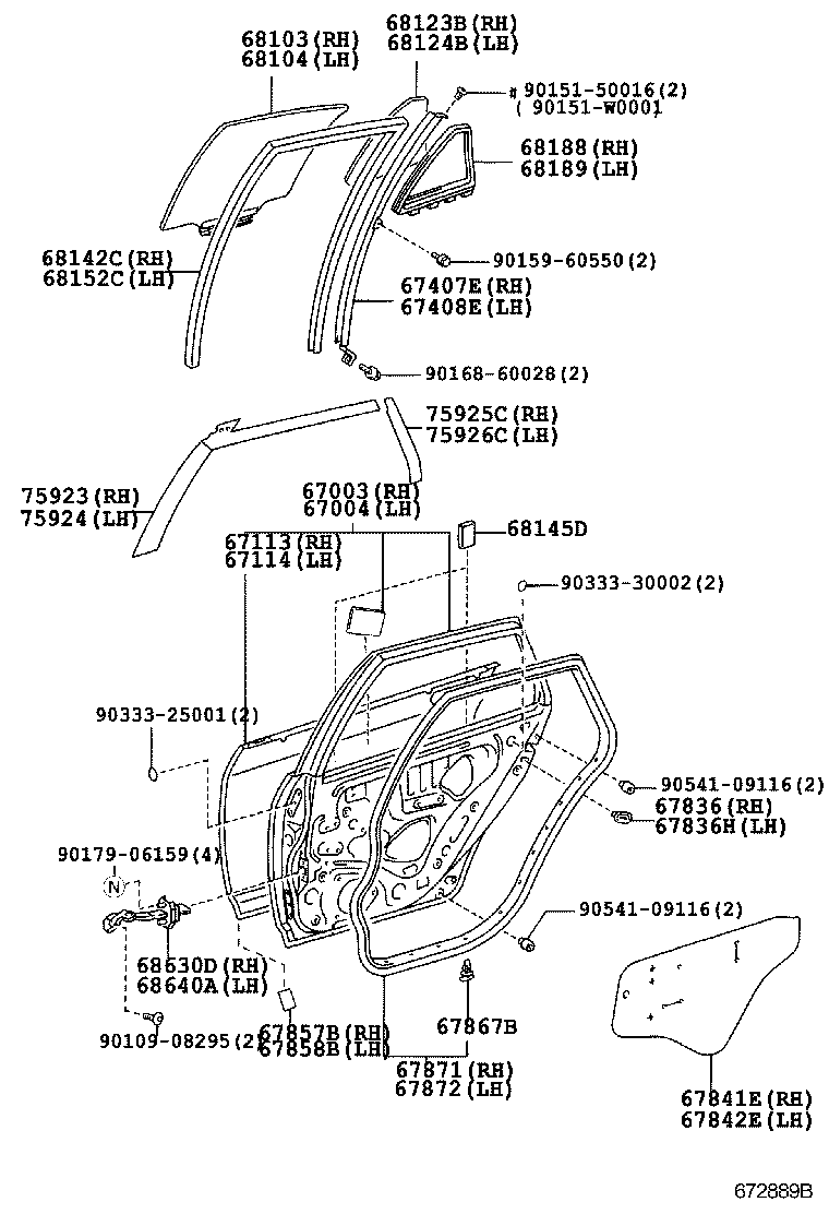 67003-02080 PANEL SUB-ASSY, REAR DOOR, RH product image