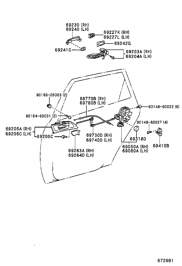 69770-21010 CABLE ASSY, REAR DOOR INSIDE LOCKING, RH product image