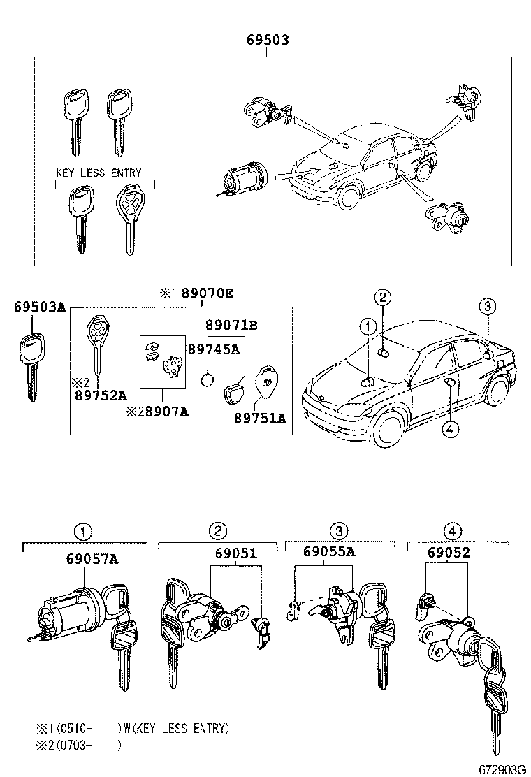 69005-0D010 CYLINDER SET, LOCK product image