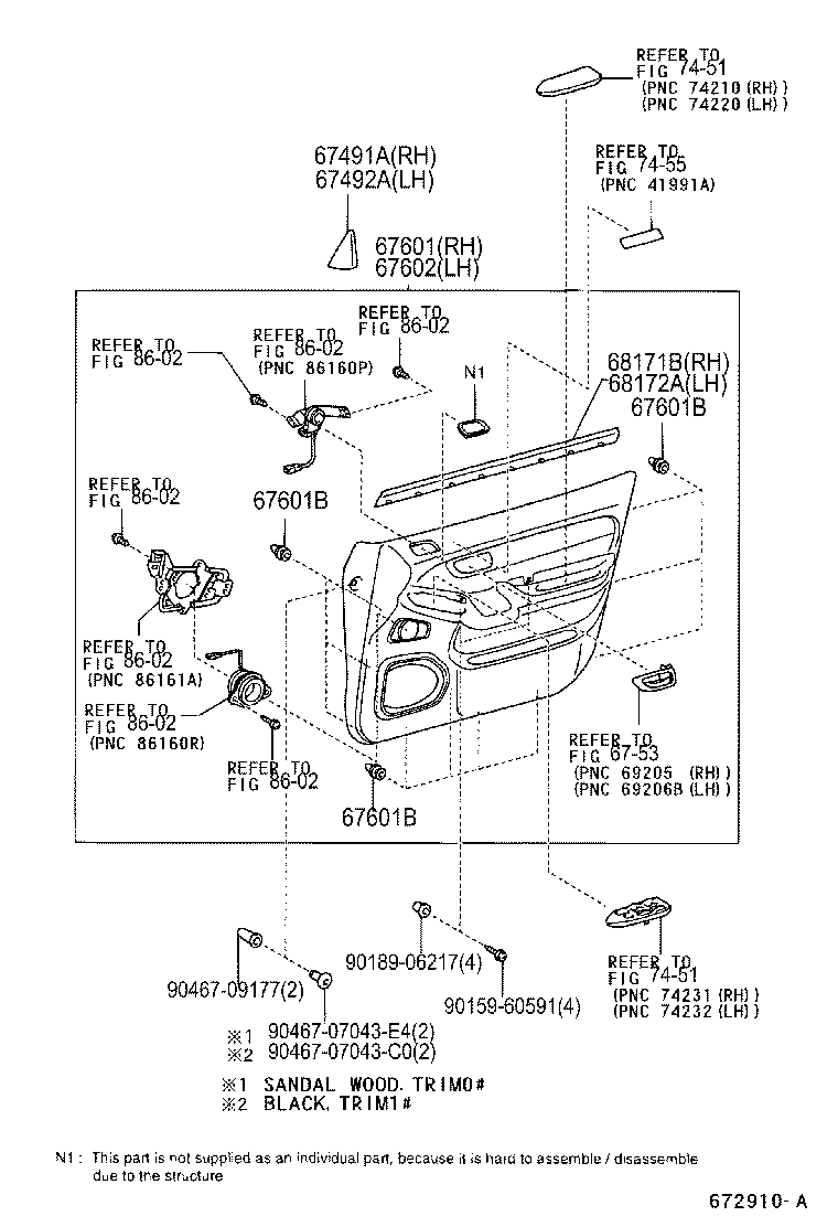 68101-60360 GLASS SUB-ASSY, FRONT DOOR, RH product image