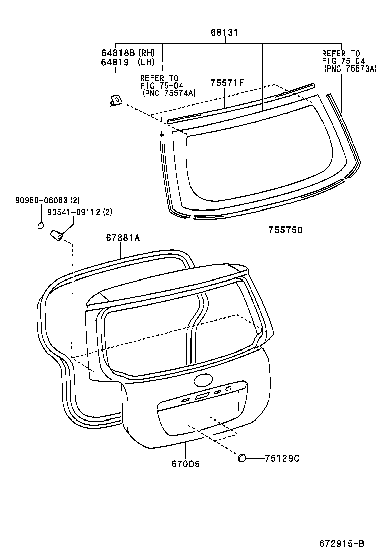 64818-13060 SPACER, BACK DOOR GLASS, NO.1 product image