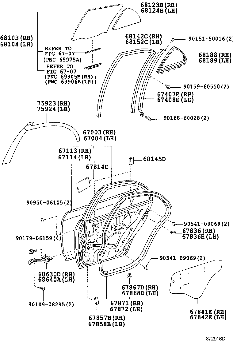 67004-13330 PANEL SUB-ASSY, REAR DOOR, LH product image