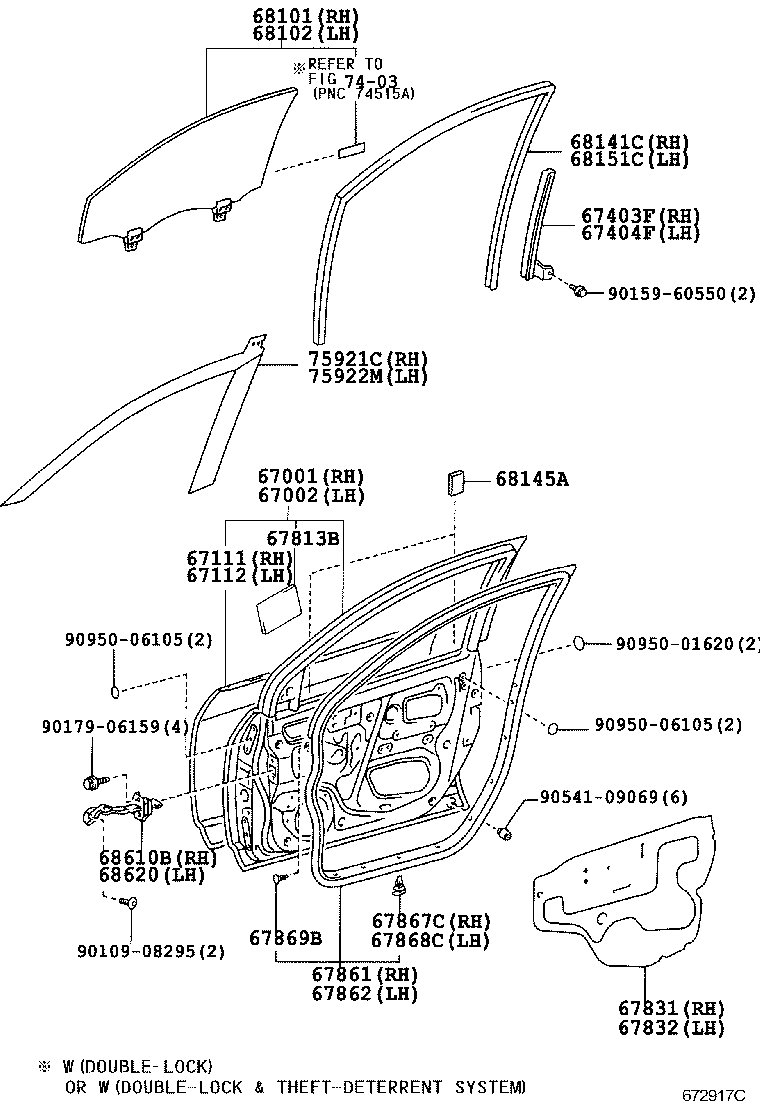68101-12A20 GLASS SUB-ASSY, FRONT DOOR, RH product image