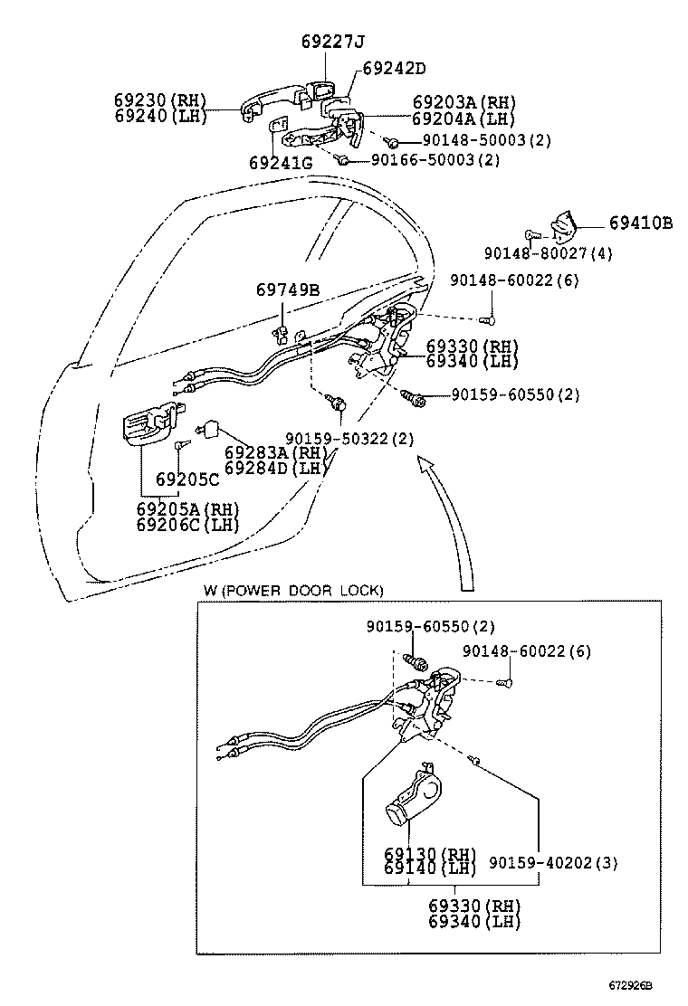 69283-12040-A0 PLUG, REAR DOOR INSIDE HANDLE BEZEL, RH product image