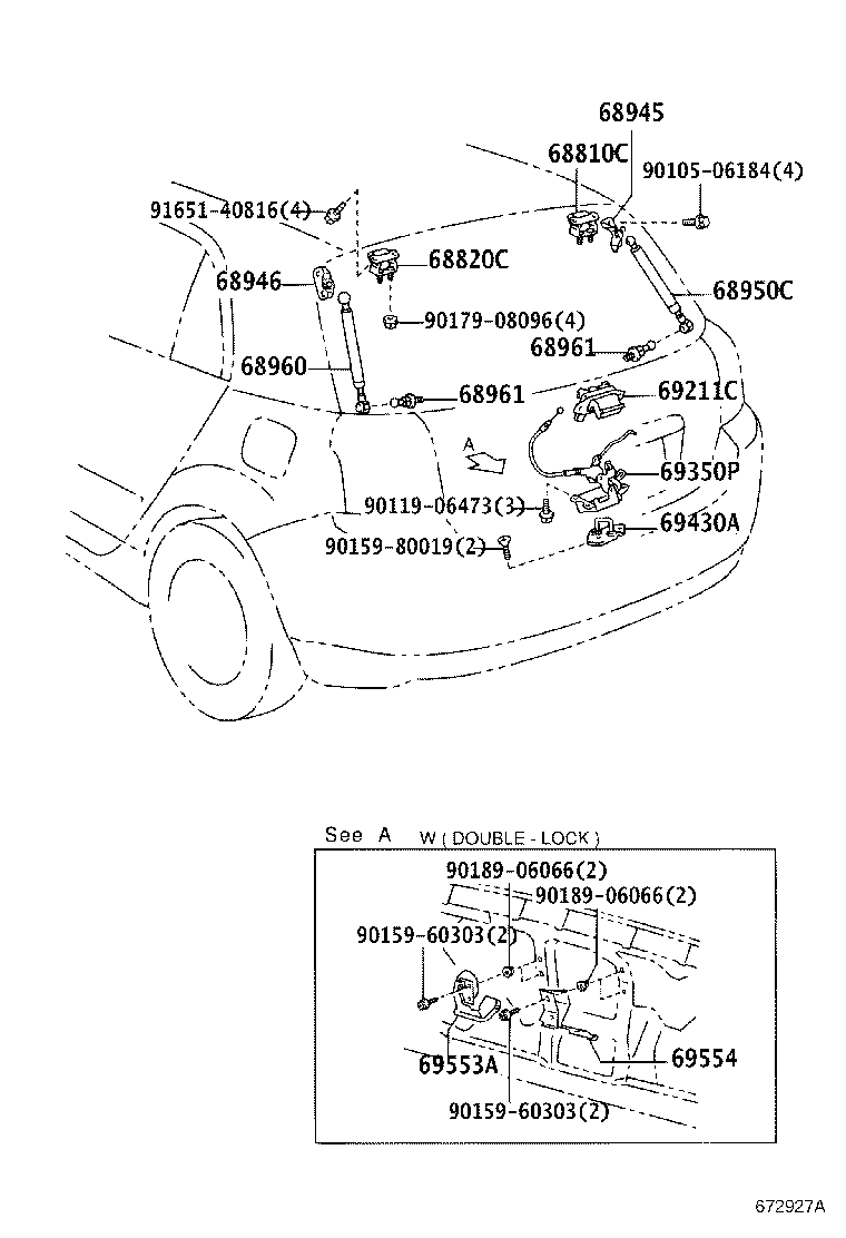 68950-0W170 STAY ASSY, BACK DOOR, RH product image