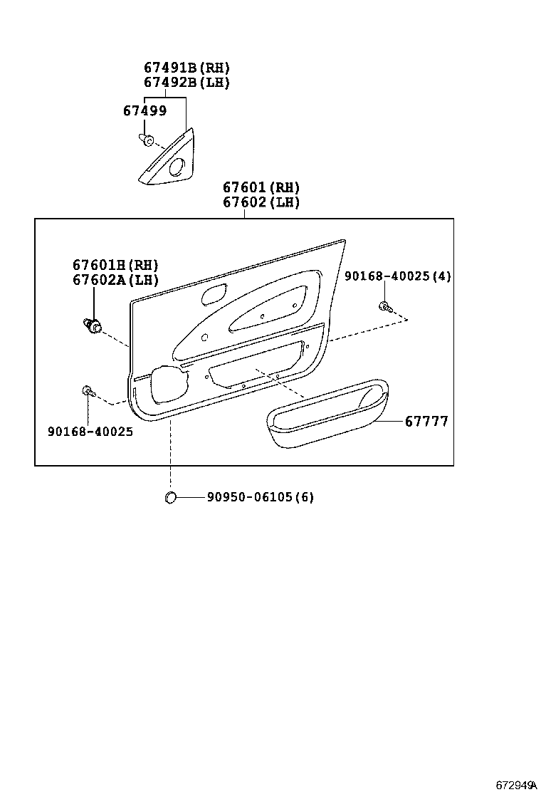 67862-12890 WEATHERSTRIP, FRONT DOOR, LH product image