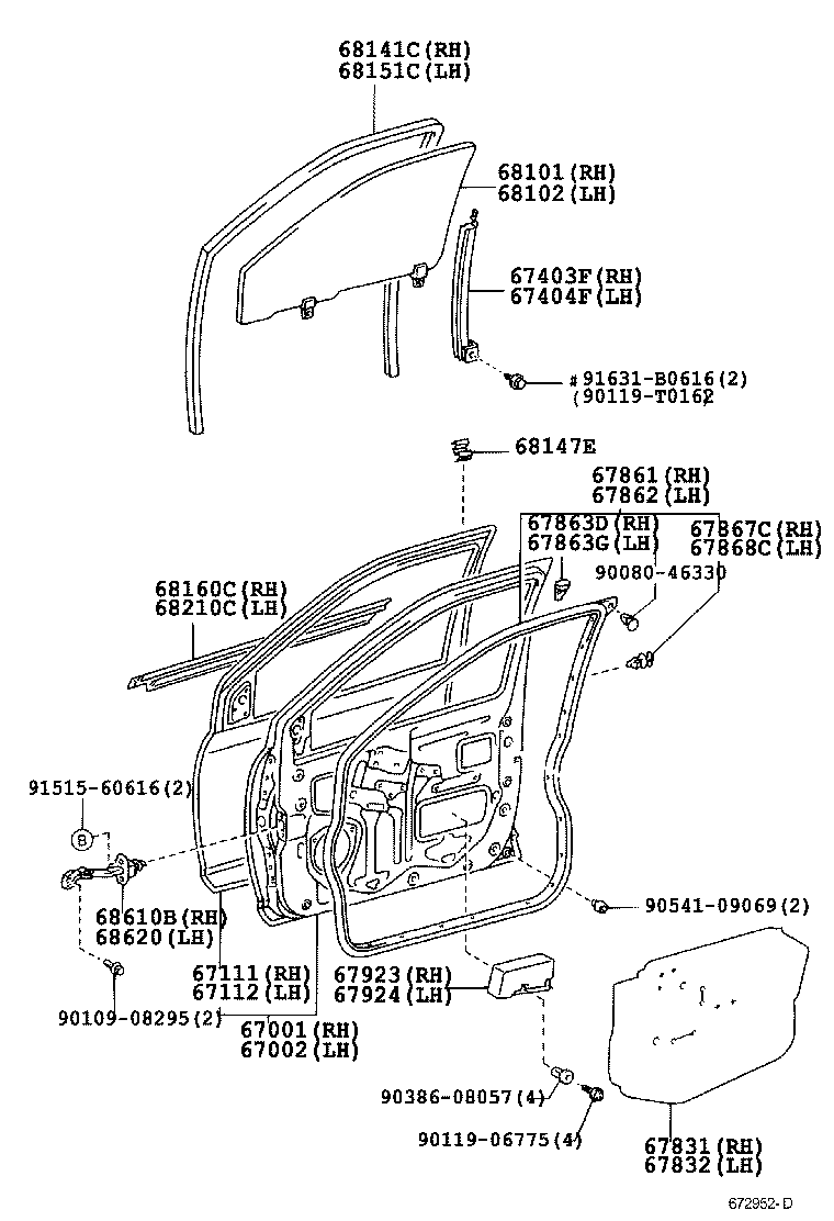 67404-0D010 FRAME SUB-ASSY, FRONT DOOR, REAR LOWER LH product image