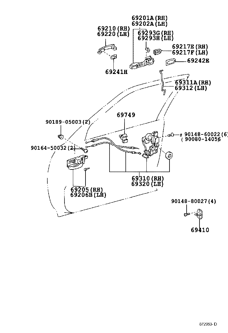 69030-0D080 LOCK ASSY, FRONT DOOR, RH product image