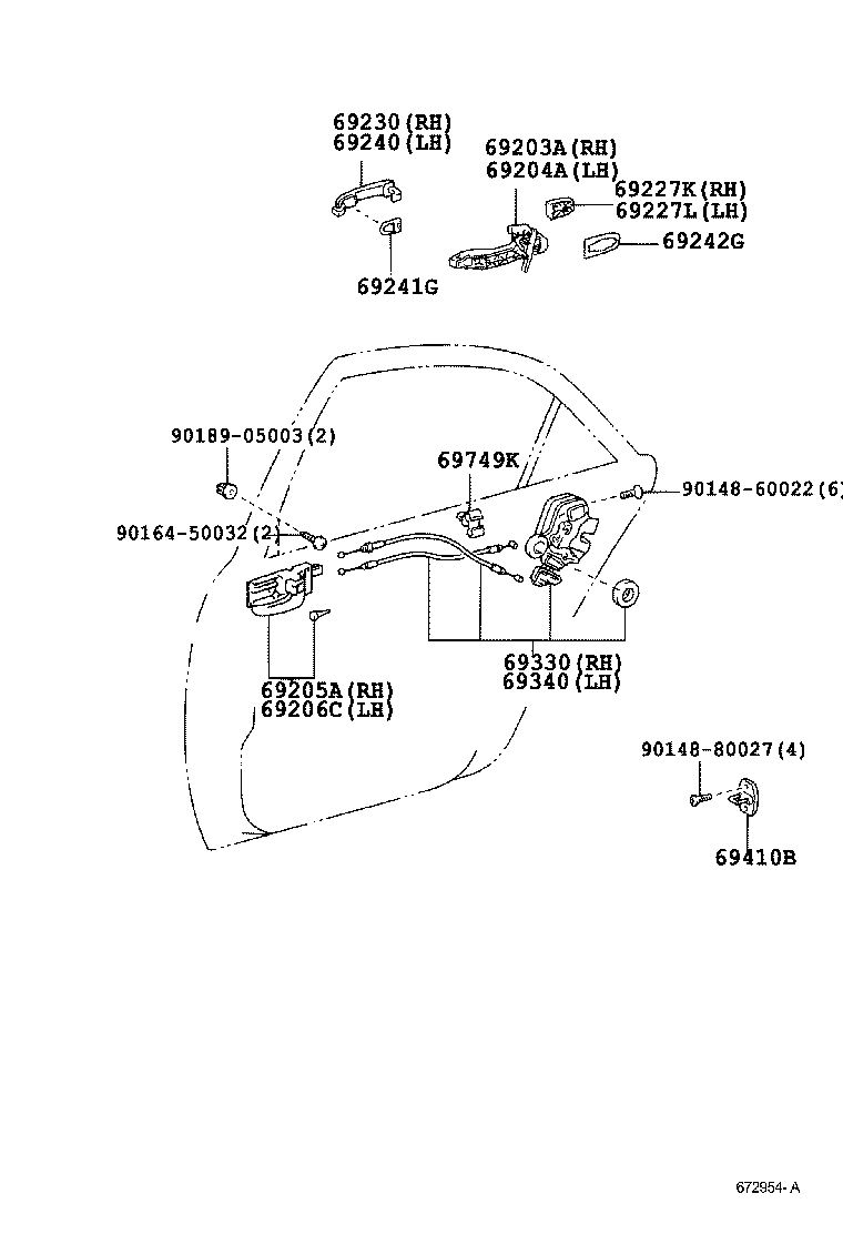 69060-0D040 LOCK ASSY, REAR DOOR, LH product image