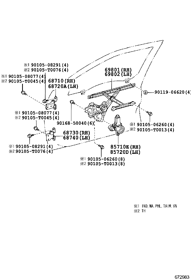 68720-06020 HINGE ASSY, FRONT DOOR, LH product image
