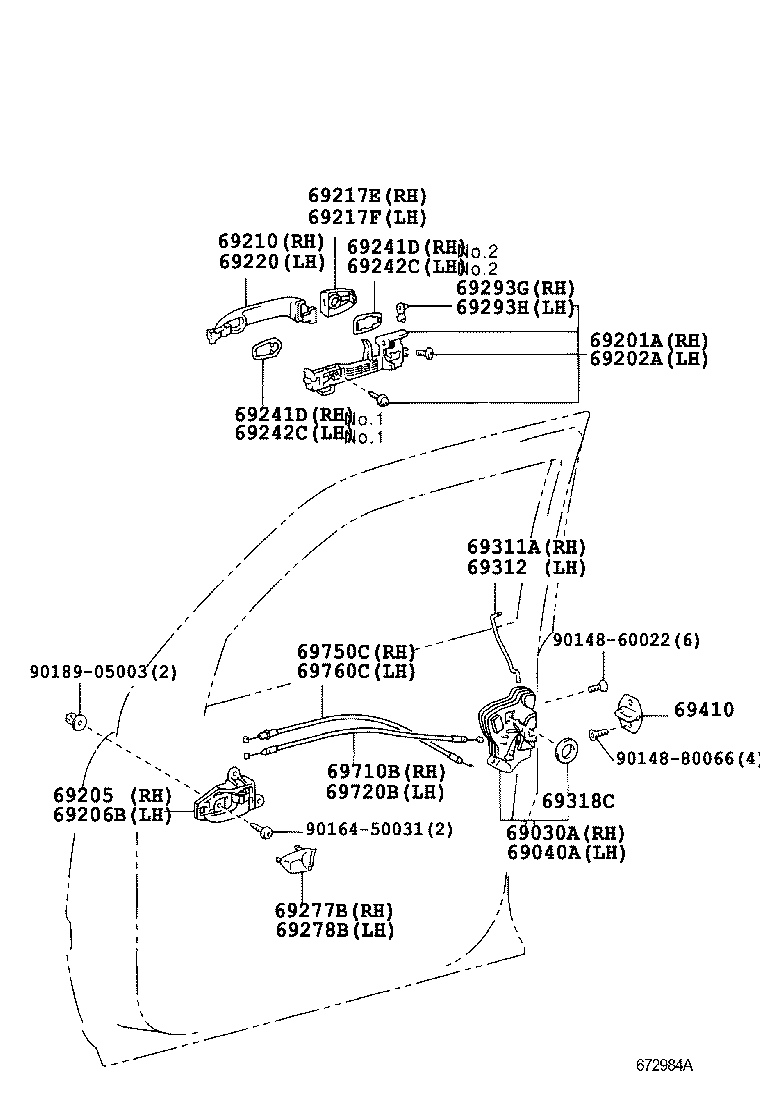 69710-35040 CABLE ASSY, FRONT DOOR LOCK REMOTE CONTROL, RH product image