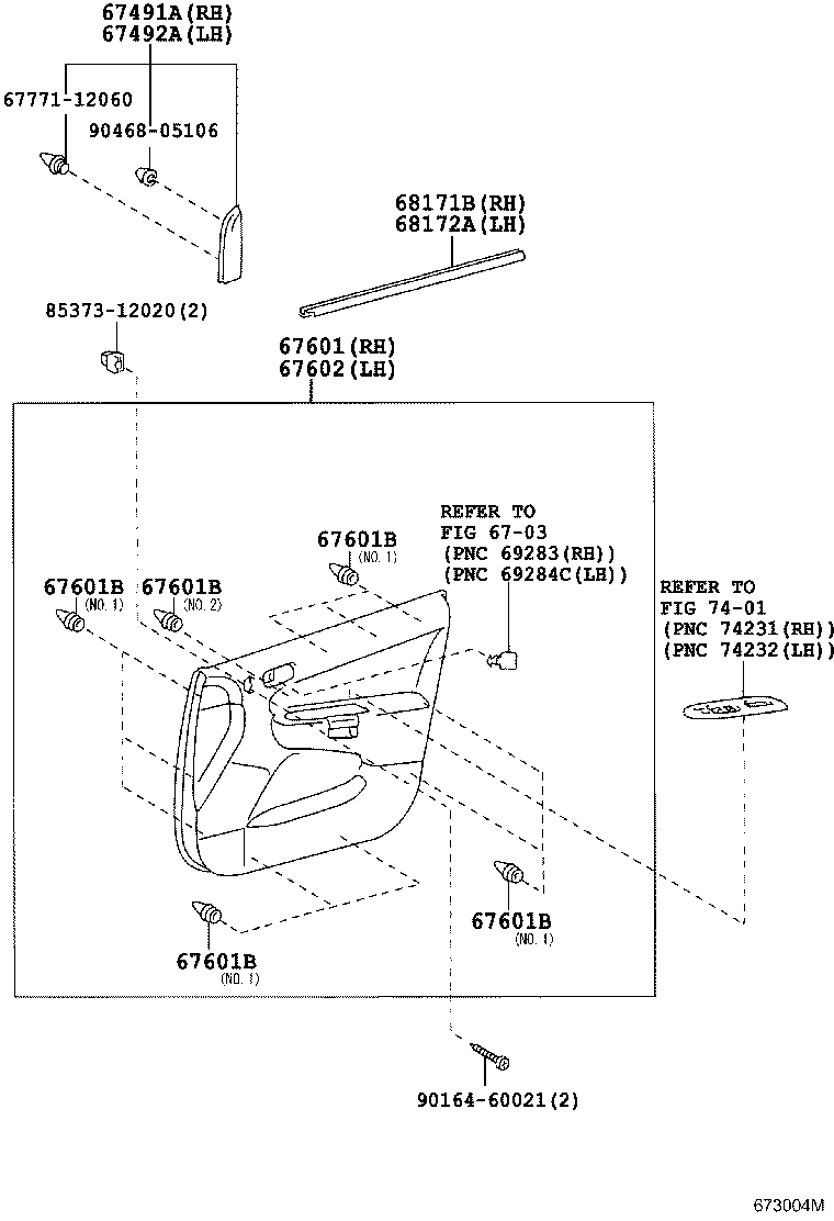 67404-68010 FRAME SUB-ASSY, FRONT DOOR, REAR LOWER LH product image