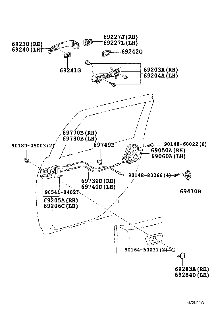 69227-60020-R1 COVER, REAR DOOR OUTSIDE HANDLE, RH product image
