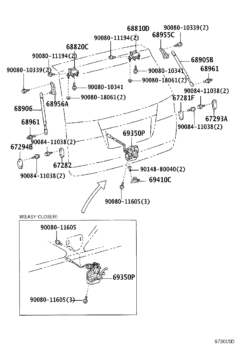 Toyota 67282-AE010 STOPPER, BACK DOOR, NO.1
