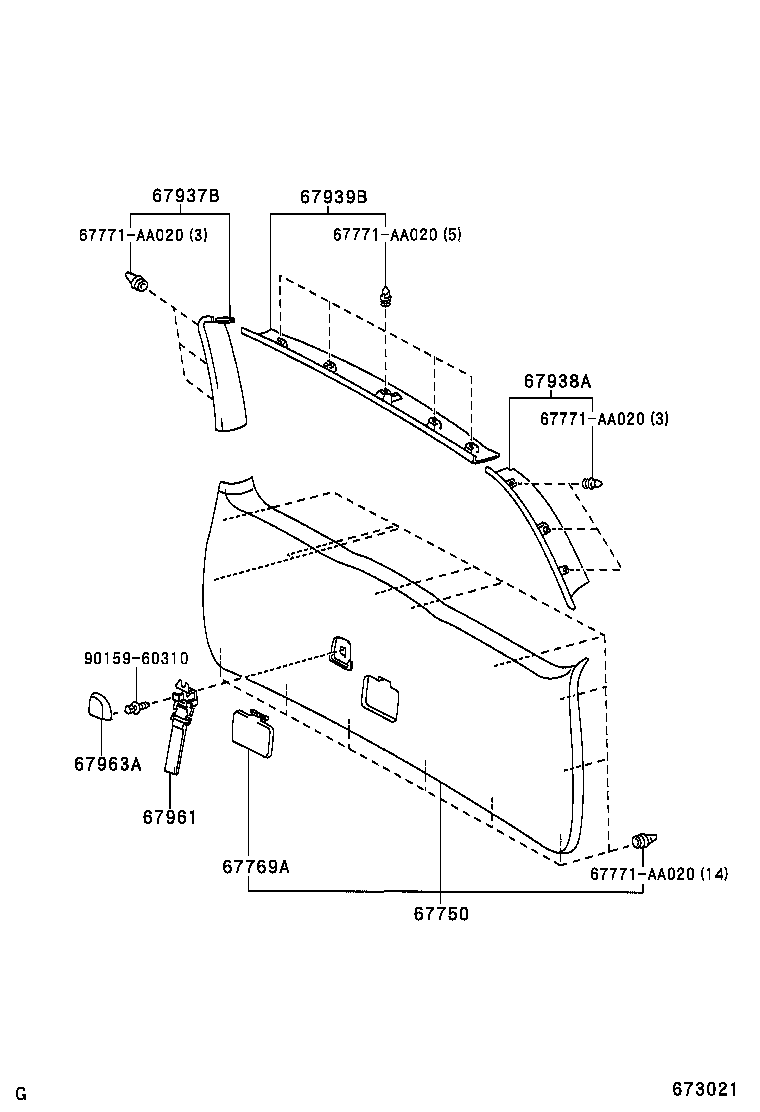 67005-AE140 PANEL SUB-ASSY, BACK DOOR product image