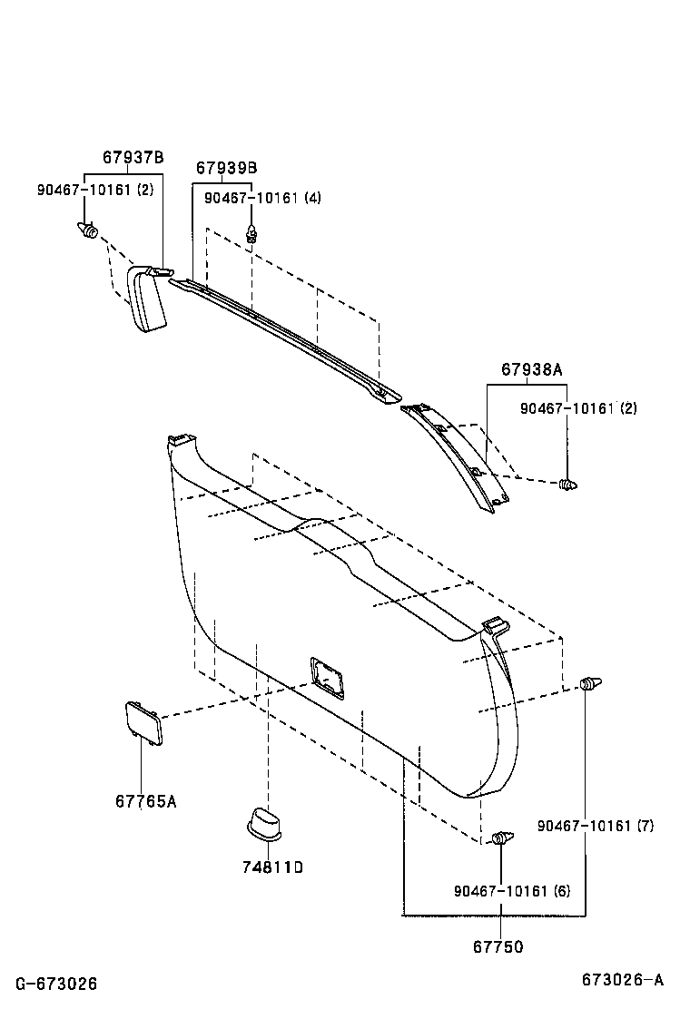 64818-68010 SPACER, BACK DOOR GLASS, NO.1 product image