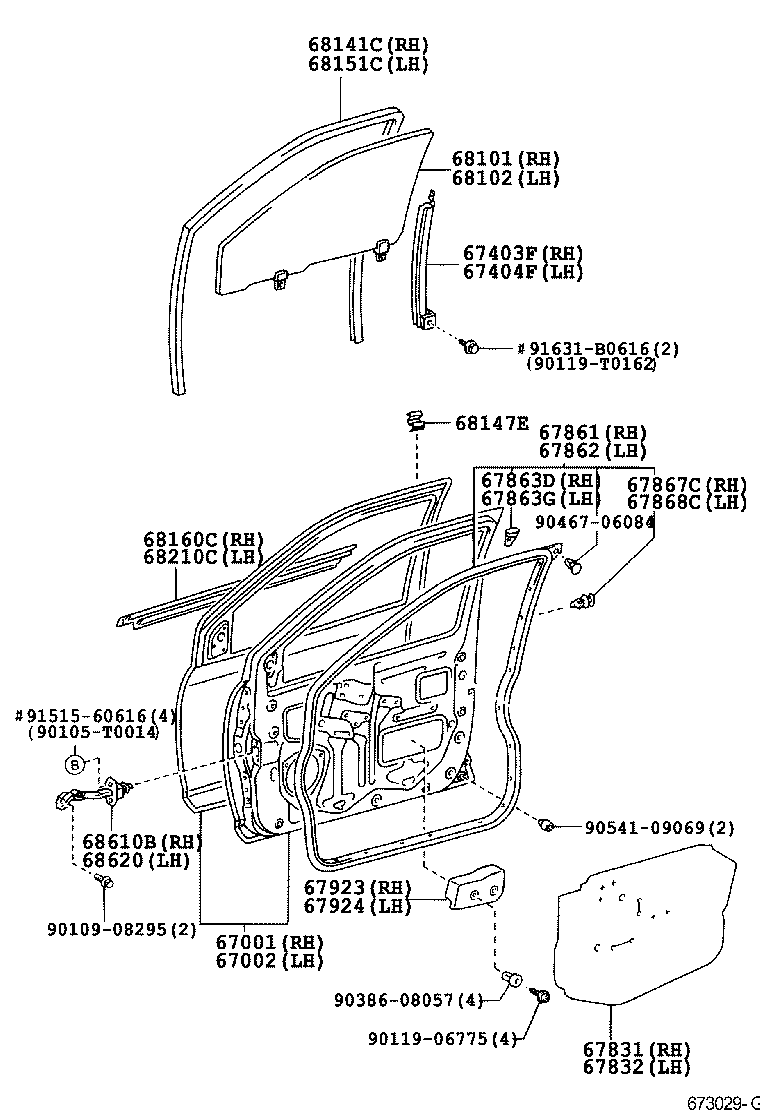 67404-0D010 FRAME SUB-ASSY, FRONT DOOR, REAR LOWER LH product image