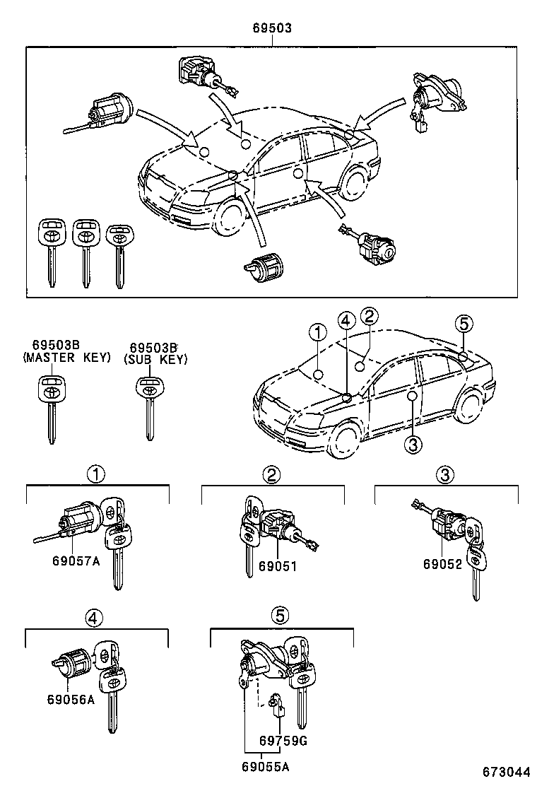 69005-05140 CYLINDER SET, LOCK product image