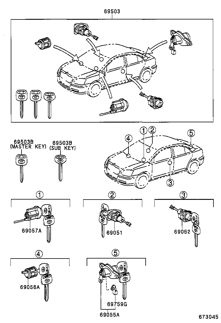69005-05140 CYLINDER SET, LOCK product image