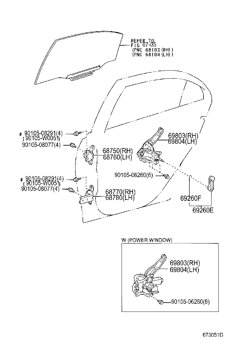 69840-05090 REGULATOR SUB-ASSY, REAR DOOR WINDOW, LH product image
