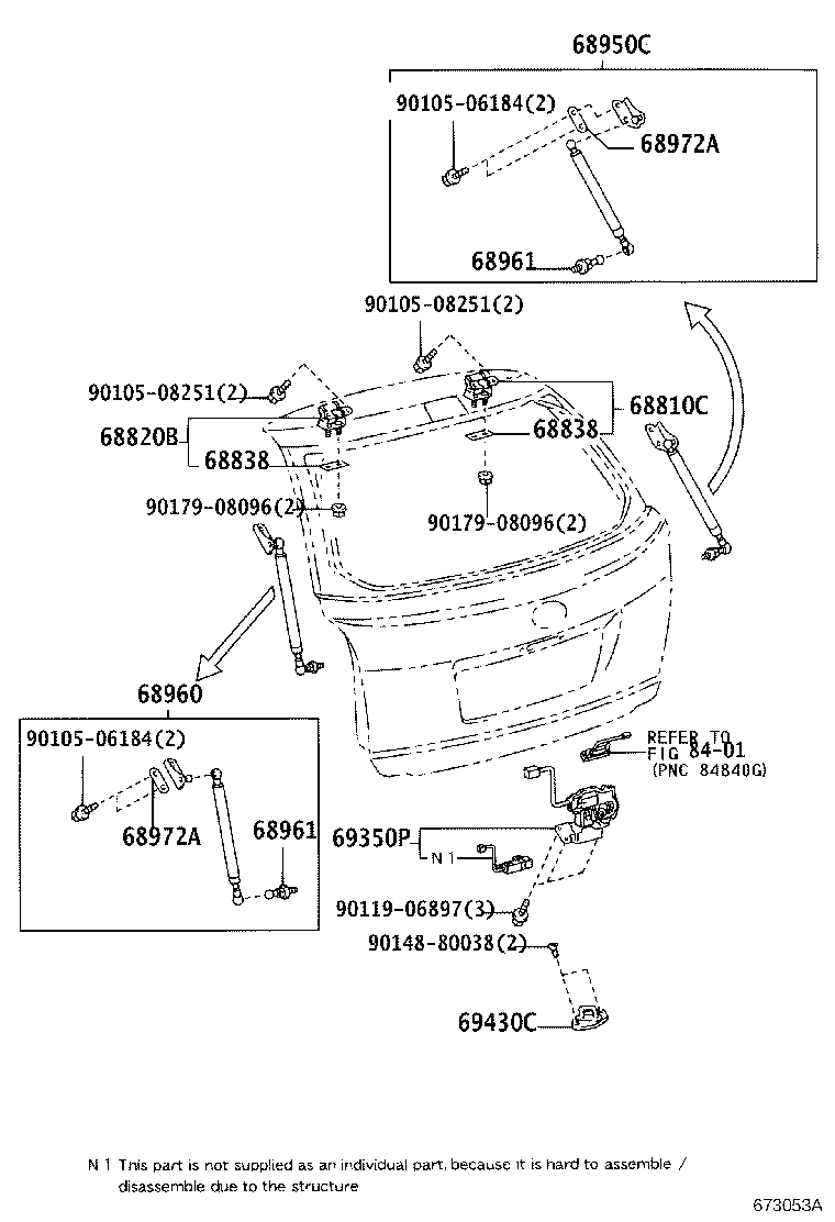 68810-05020 HINGE ASSY, BACK DOOR, RH product image
