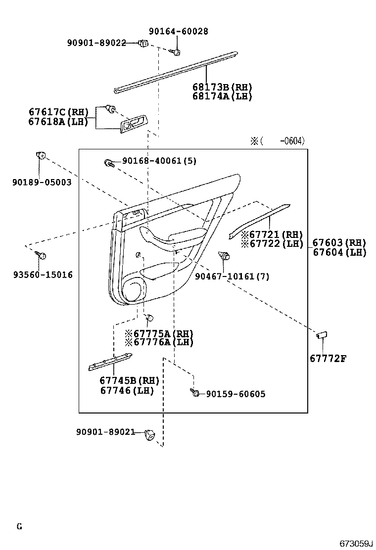 67010-05180-B0 BOARD SUB-ASSY, REAR DOOR TRIM, RH product image