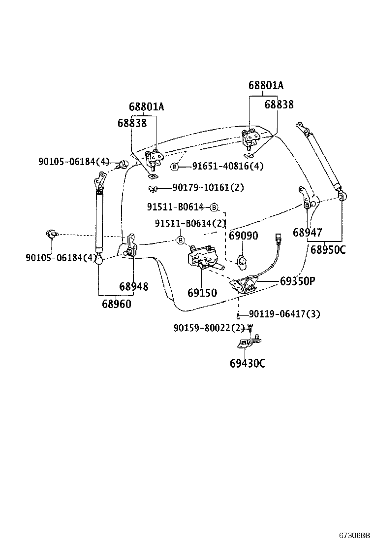 69430-52020 STRIKER ASSY, BACK DOOR LOCK product image