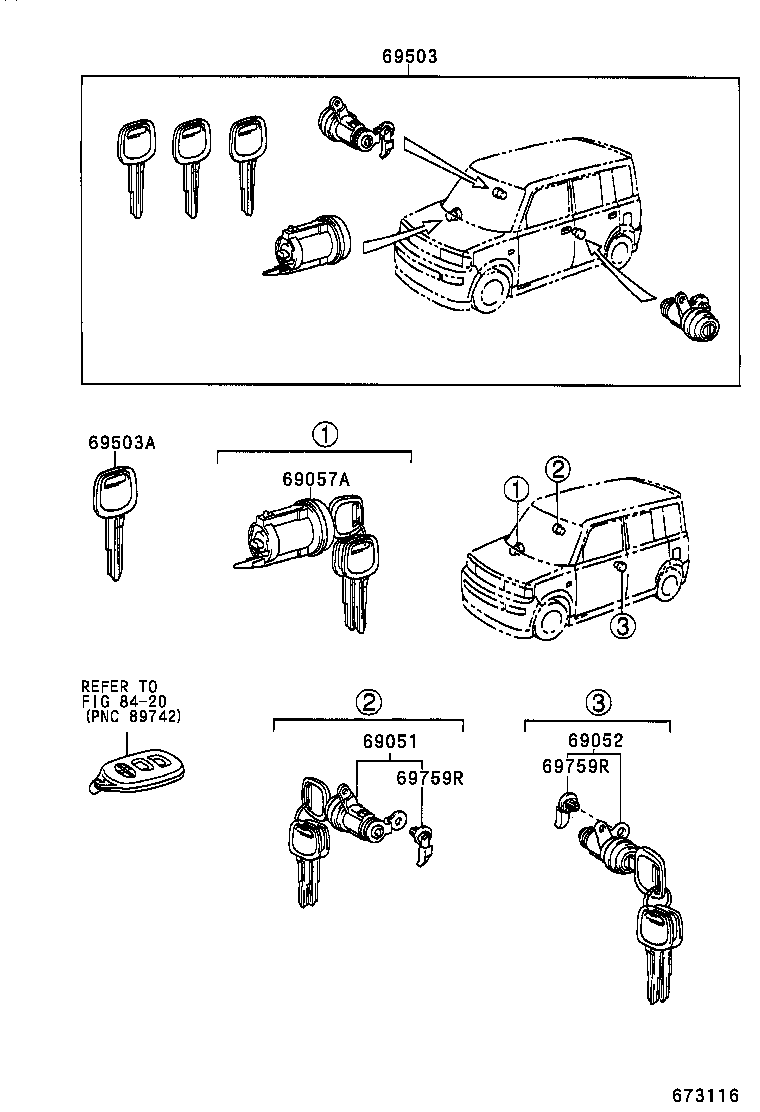 69005-52840 CYLINDER SET, LOCK product image