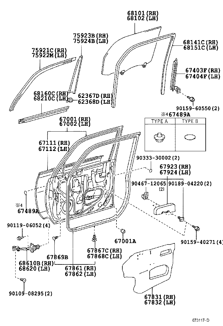 Toyota 67002-52270 PANEL SUB-ASSY, FRONT DOOR, LH