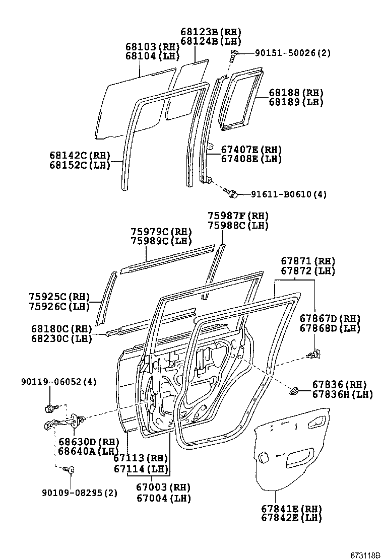 Toyota 67004-52180 PANEL SUB-ASSY, REAR DOOR, LH