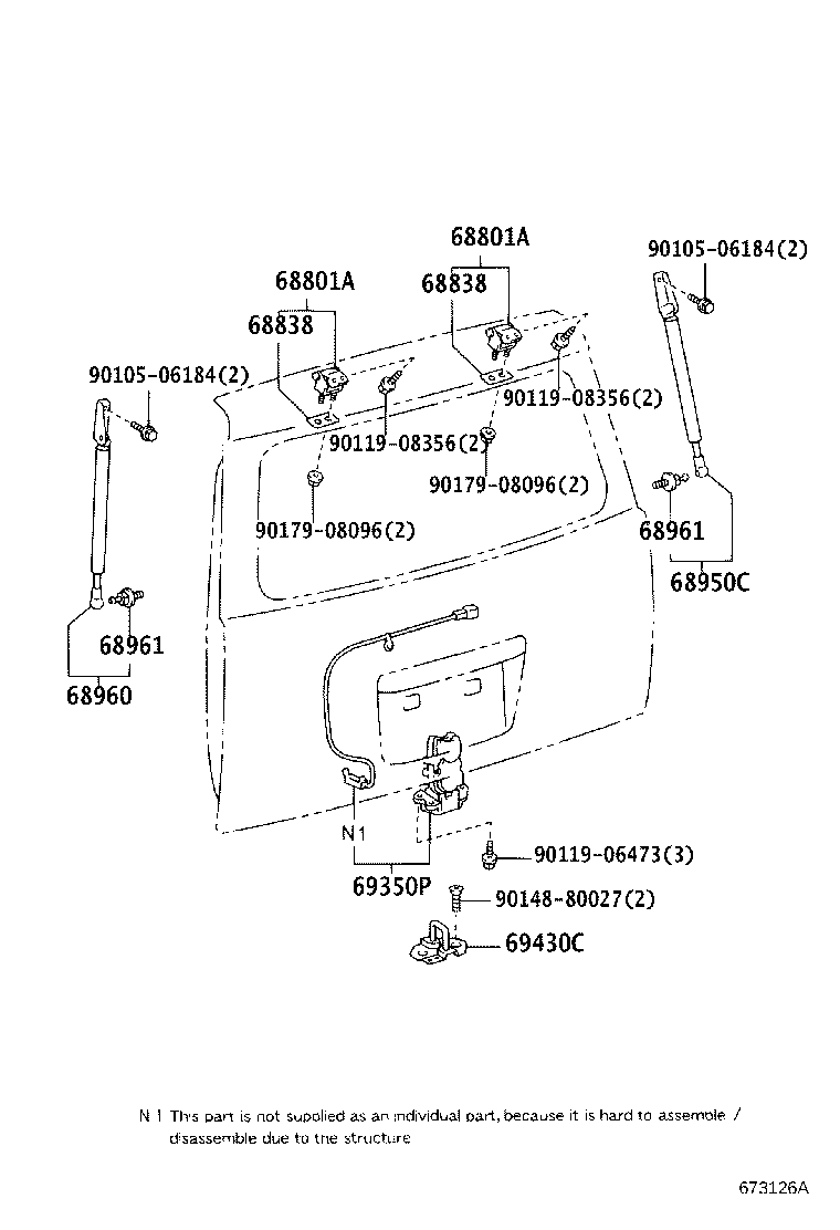 Toyota 68950-59135 STAY ASSY, BACK DOOR, RH