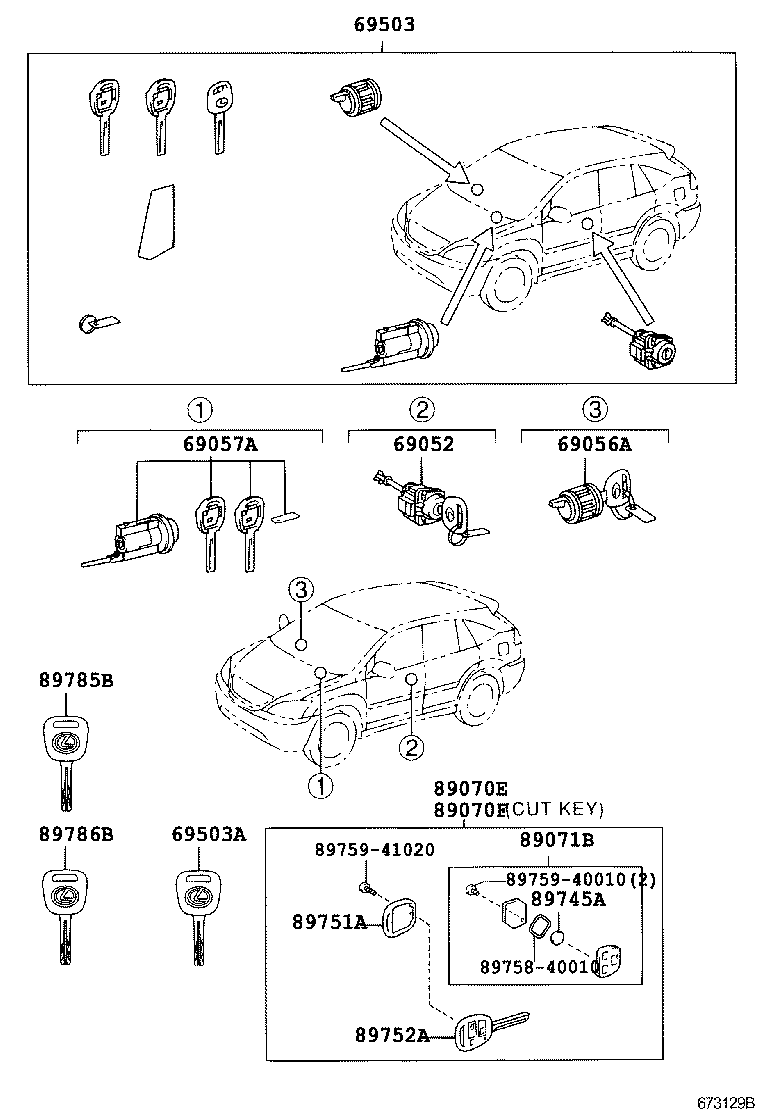69005-48171 CYLINDER SET, LOCK product image
