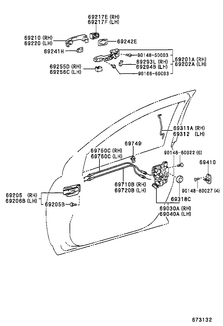 69211-12220-R4 HANDLE ASSY, FRONT DOOR, OUTSIDE RH product image