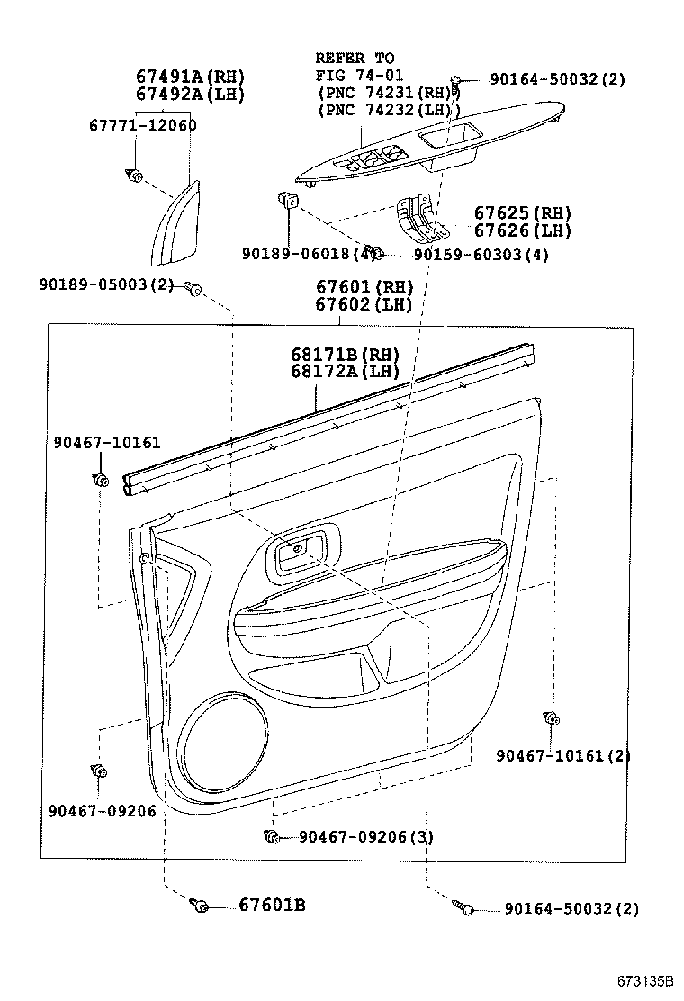 67491-52070 GARNISH, FRONT DOOR LOWER FRAME BRACKET, RH product image