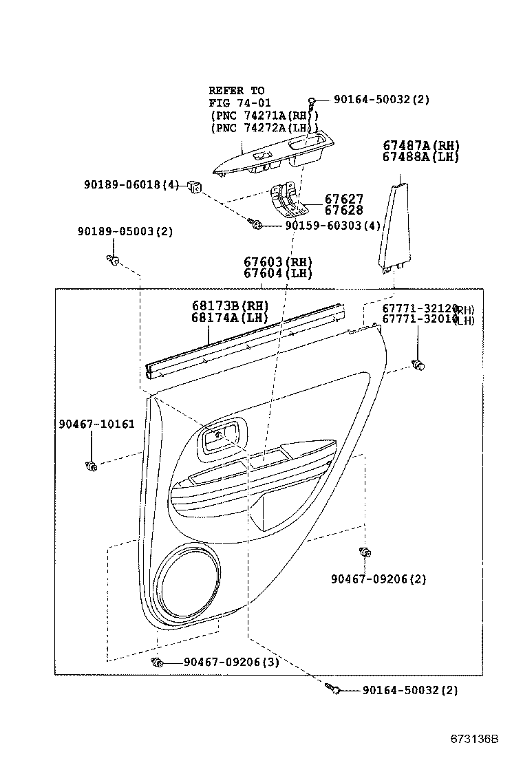 Toyota 67004-52221 PANEL SUB-ASSY, REAR DOOR, LH