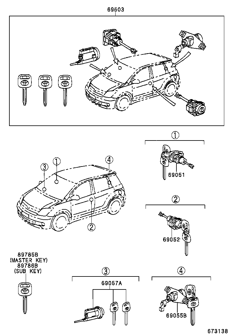69005-52820 CYLINDER SET, LOCK product image
