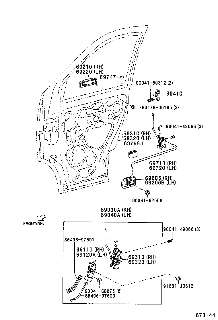 69110-97501 ACTUATOR ASSY, FRONT DOOR LOCK, RH product image
