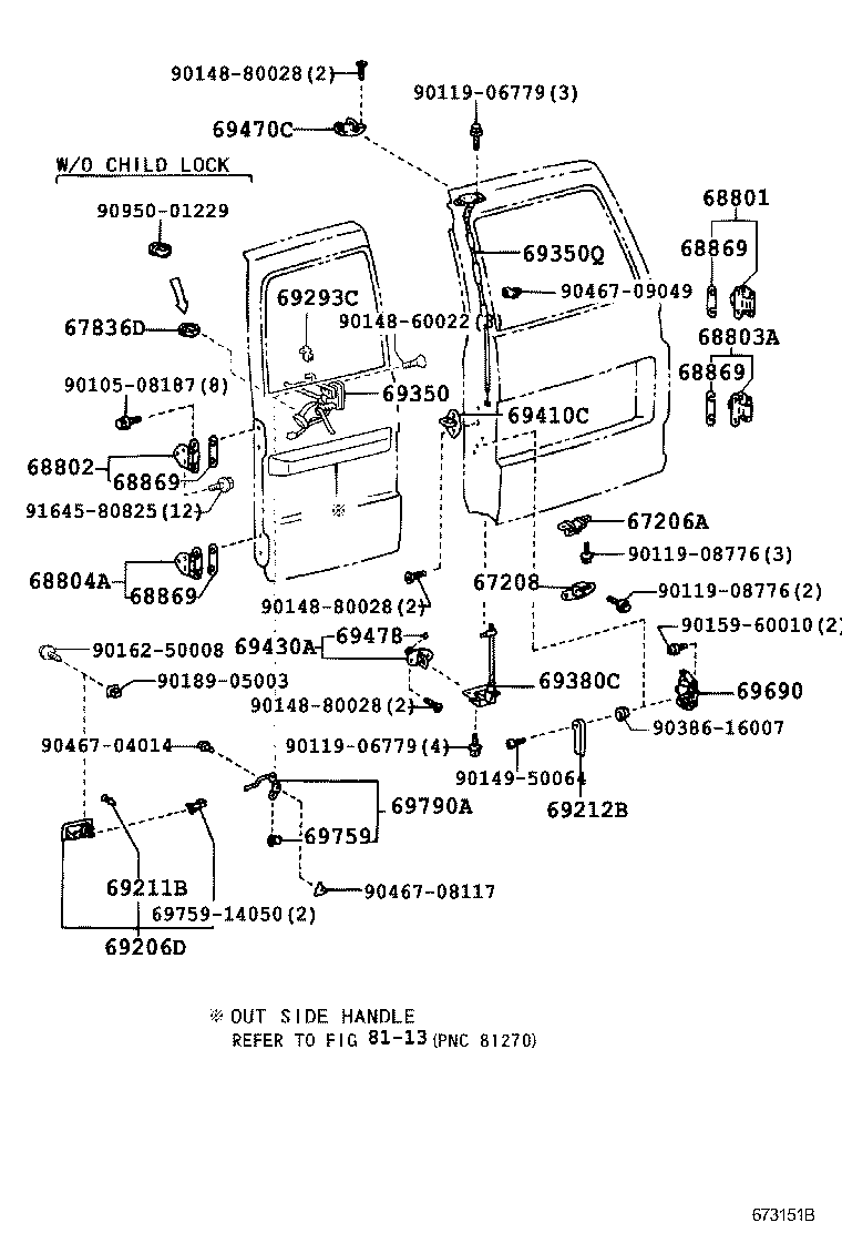 68960-69026 STAY ASSY, BACK DOOR, LH product image