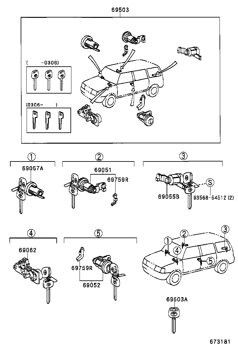 69058-0B010 CYLINDER & KEY SET, FUEL FILLER LID product image