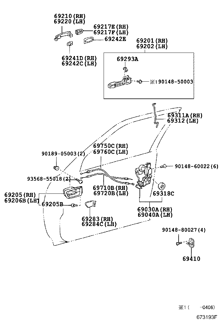 Toyota 69210-33080-J2 HANDLE ASSY, FRONT DOOR, OUTSIDE RH