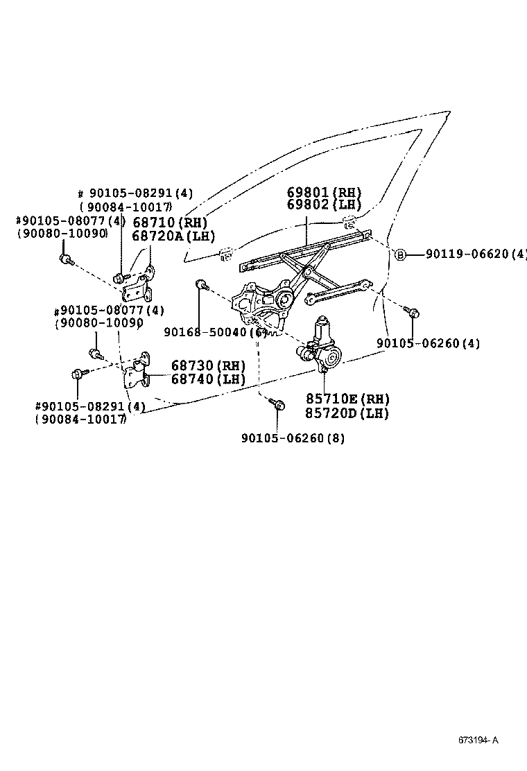 Toyota 85710-33130 MOTOR ASSY, POWER WINDOW REGULATOR, RH