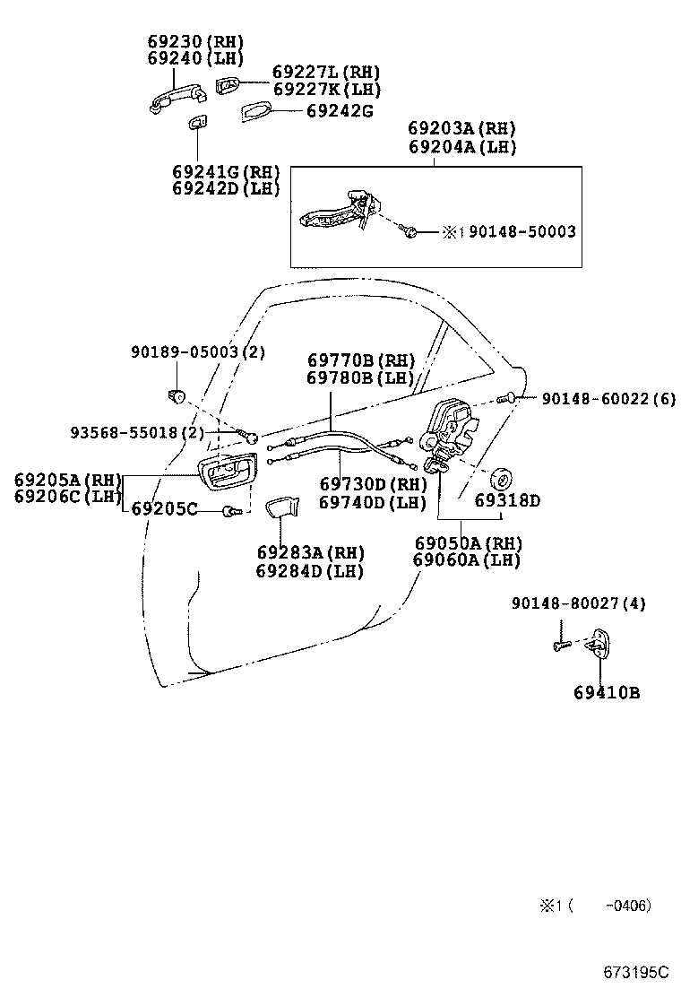 Toyota 69227-33040-G2 COVER, REAR DOOR OUTSIDE HANDLE, RH