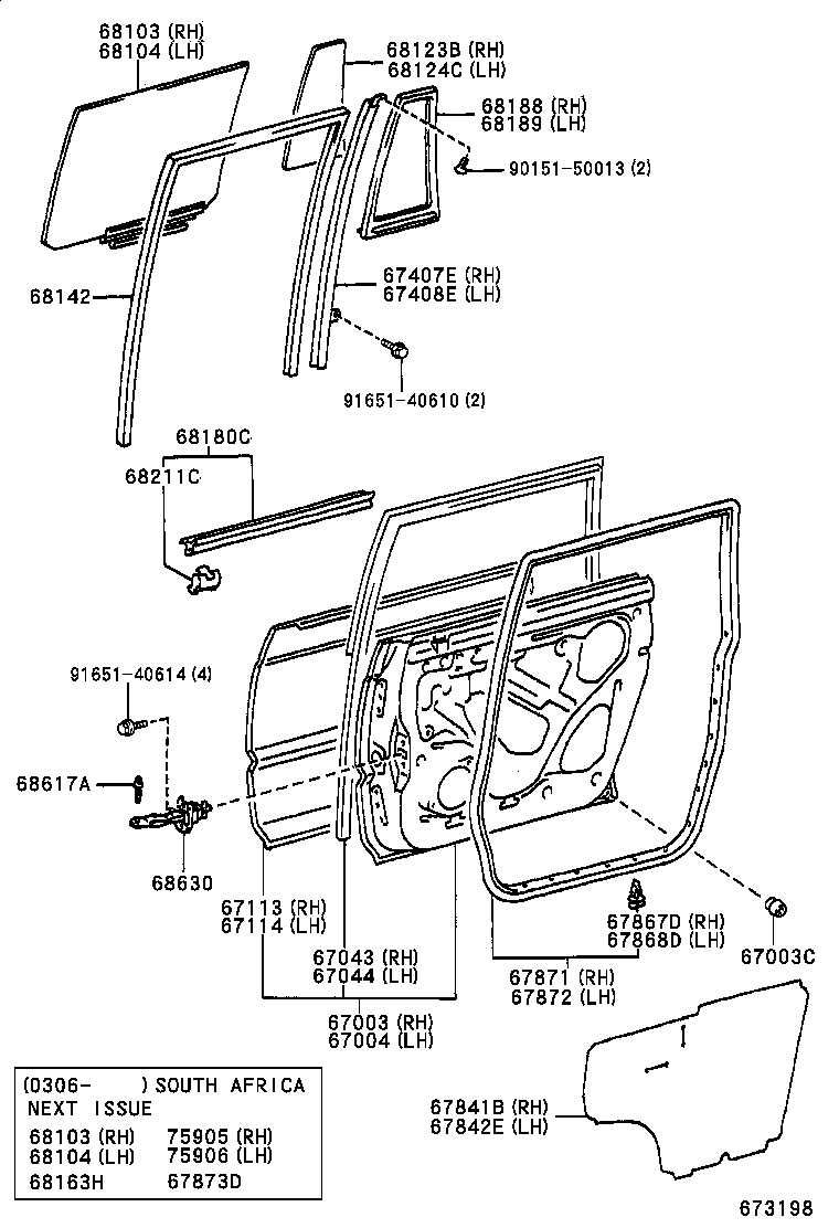 67003-0B080 PANEL SUB-ASSY, REAR DOOR, RH product image