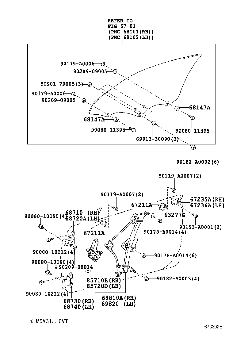 Toyota 69810-06090 REGULATOR ASSY, FRONT DOOR WINDOW, RH