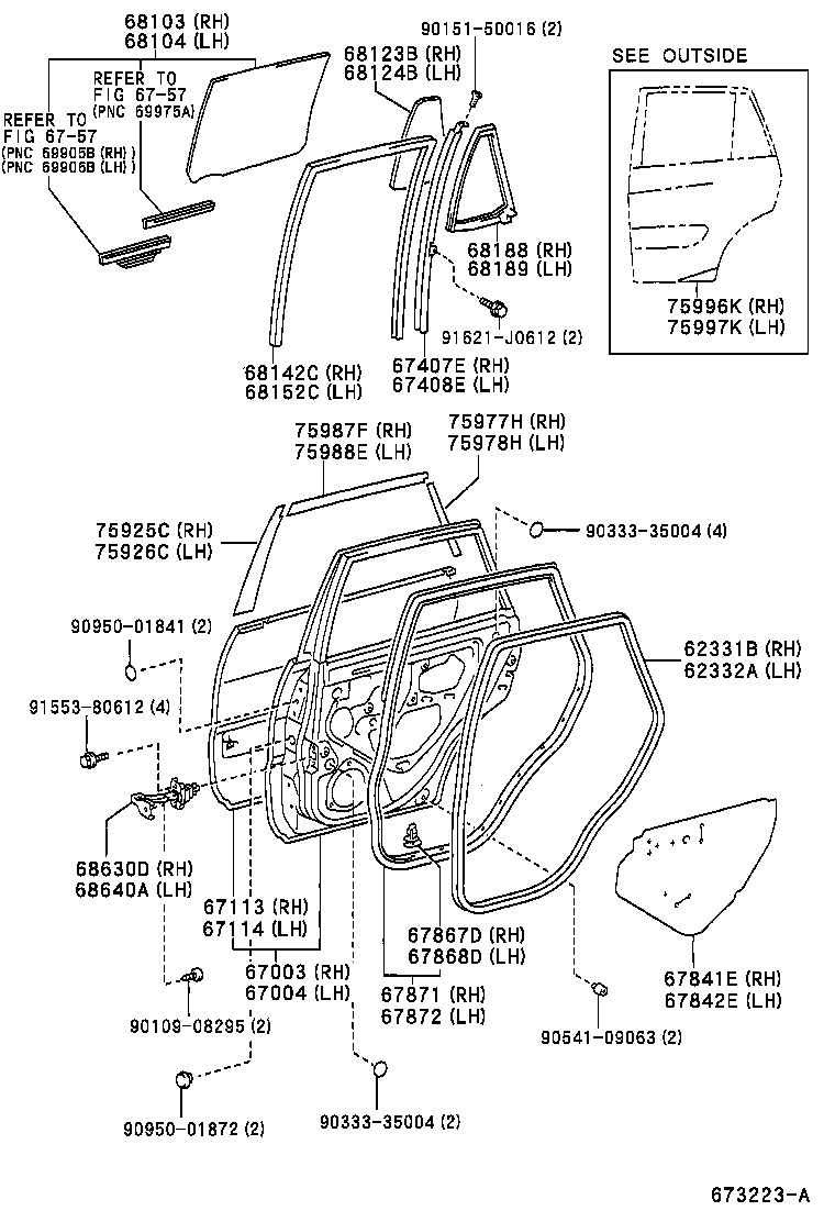 68630-42020 CHECK ASSY, REAR DOOR, RH product image