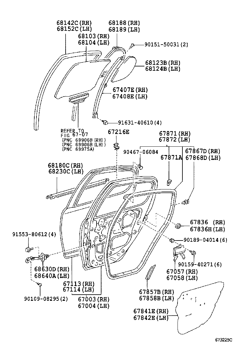 Toyota 67004-52012 PANEL SUB-ASSY, REAR DOOR, LH